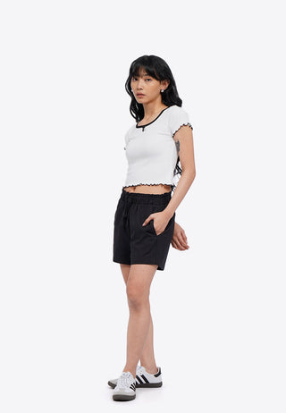 Áo Thun Tay Ngắn Viền Xoắn Diếp
