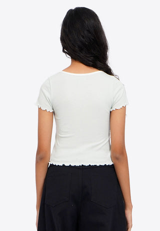 Áo Thun Tay Ngắn Viền Xoắn Diếp