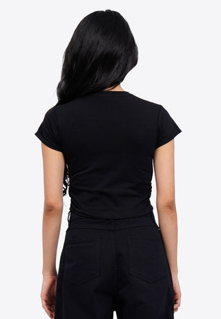 Áo Thun Nhún Eo In Họa Tiết