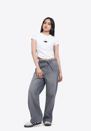 Áo Thun In Hình Xếp Nếp Phia Trước