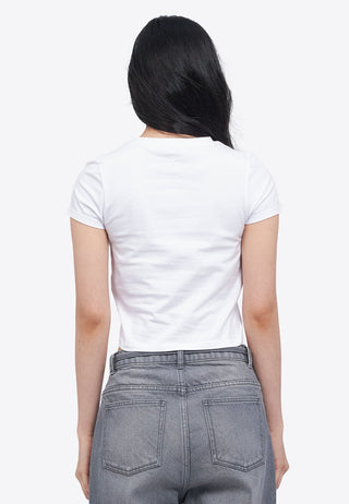 Áo Thun In Hình Xếp Nếp Phia Trước