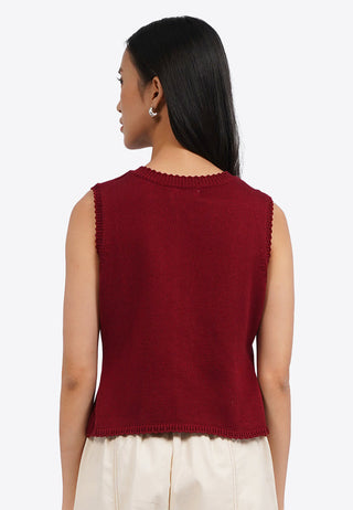 Áo Vest Nữ Dệt Kim Thêu Hoa