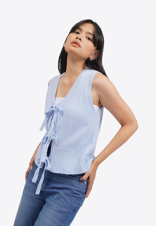 Áo Vest Nữ Dệt Kim Thắt Nút