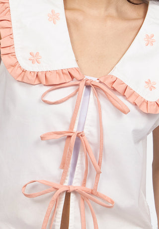 Áo Kiểu Sát Nách Cổ Thủy Thủ Thắt Nơ