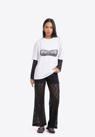 Áo Thun Nữ Oversize Tay Ngắn In Họa Tiết