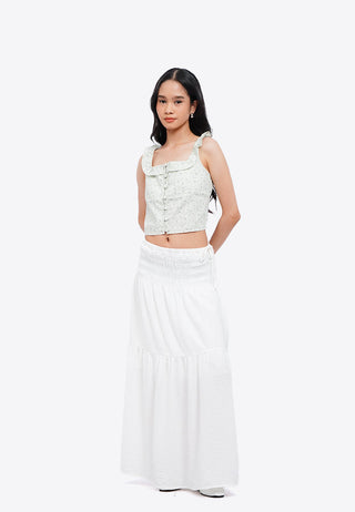 Áo Hai Dây Bản To Cổ Vuông In Hoa