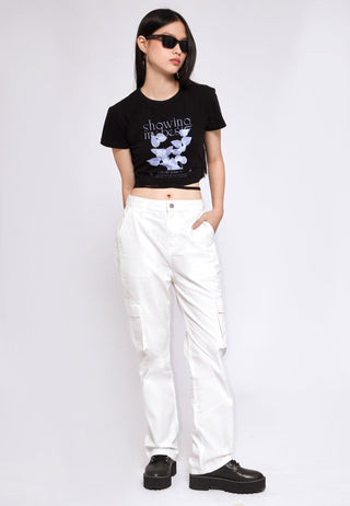 Quần denim Colorbox ống đứng - Trắng