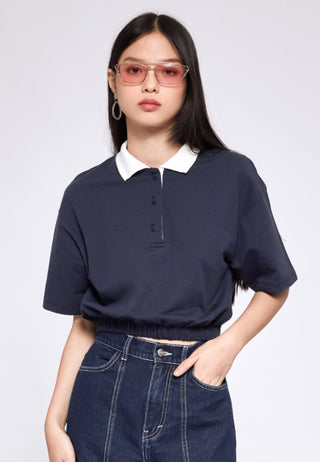 Áo Croptop Polo Colorbox - Xanh