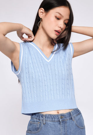 Áo Ghi lê Colorbox dệt kim cổ chữ V - Xanh